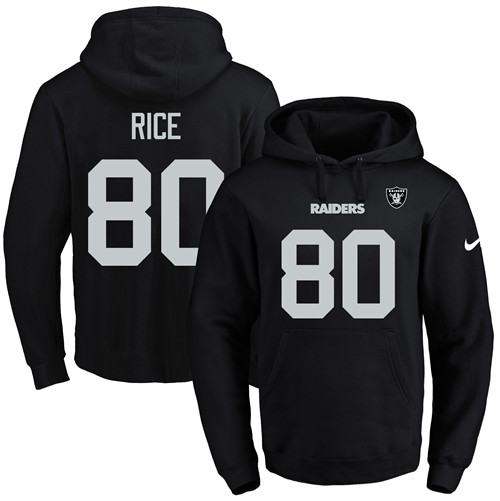 Nike Raiders #80 Jerry Rice Black Name & Number Pullover NFL Hoodie - Click Image to Close